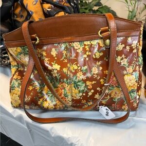 Patricia Nash Floral Brown Leather Tote Bag